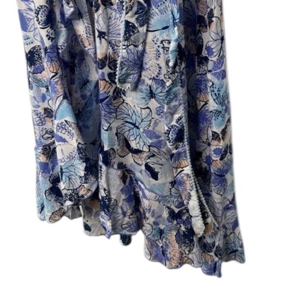 Poupette St Barth Gwen Wrapped Blue Mariposa Butterfly Flutter Maxi Dress S - Picture 4 of 7